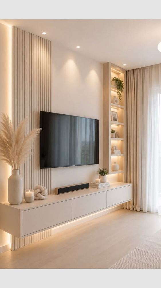 Mur TV tasseaux